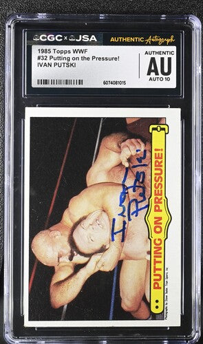 1985 Topps Ivan Putski CGC x JSA Auth Signed/Auto WWF Wrestling Card BA202259