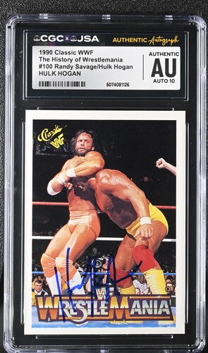 1990 Classic Hulk Hogan CGC x JSA Auth Signed/Auto WWF Wrestling Card BA202262