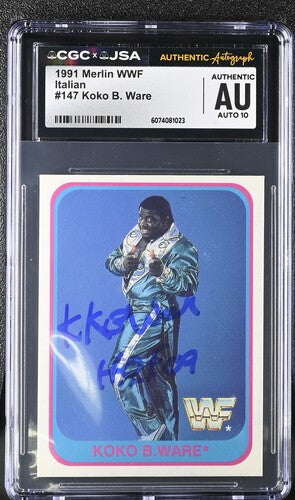 1991 Merlin Koko B. Ware CGC x JSA Auth Signed/Auto WWF Wrestling Card BA202264