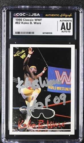 1990 Classic Koko B. Ware CGC x JSA Auth Signed/Auto WWF Wrestling Card BA202265