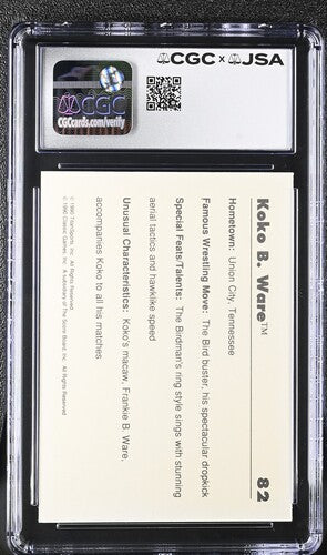 1990 Classic Koko B. Ware CGC x JSA Auth Signed/Auto WWF Wrestling Card BA202265