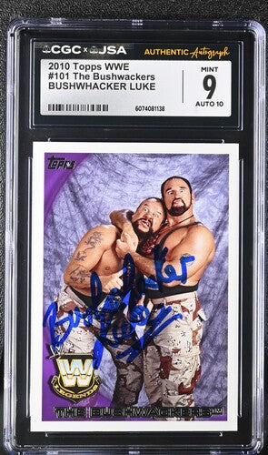 2010 Topps Bushwhacker Luke CGC x JSA Auth Signed/Auto Wrestling Card BA202267