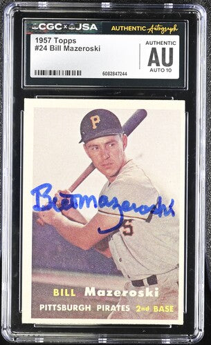 1957 Topps Bill Mazeroski CGC x JSA Auth Signed/Auto Baseball Card BA202268