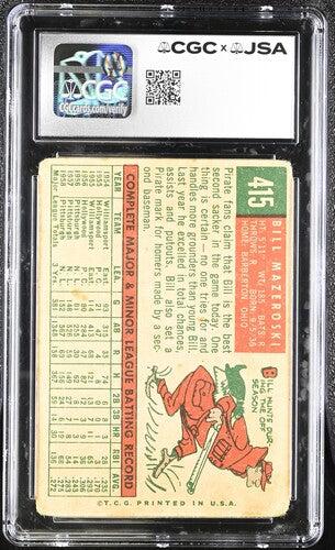 1959 Topps Bill Mazeroski CGC x JSA Auth Signed/Auto Baseball Card BA202270
