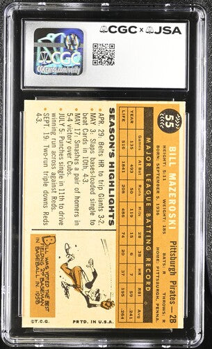 1960 Topps Bill Mazeroski CGC x JSA Auth Signed/Auto Baseball Card BA202275