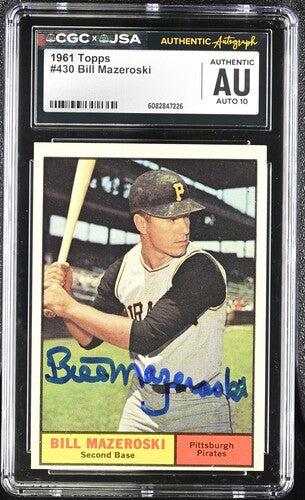 1961 Topps Bill Mazeroski CGC x JSA Auth Signed/Auto Baseball Card BA202278