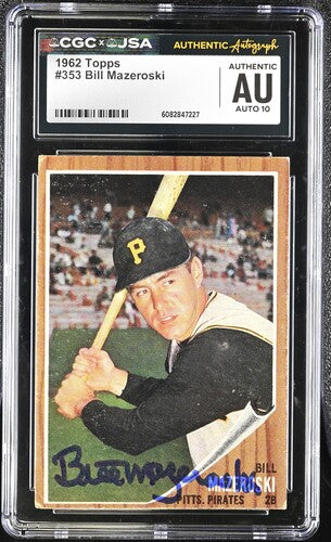 1962 Topps Bill Mazeroski CGC x JSA Auth Signed/Auto Baseball Card BA202280