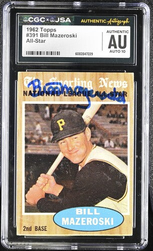 1962 Topps Bill Mazeroski CGC x JSA Auth Signed/Auto Baseball Card BA202281