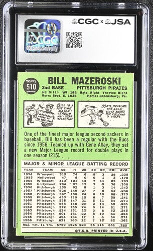 1967 Topps Bill Mazeroski CGC x JSA Auth Signed/Auto Baseball Card BA202289