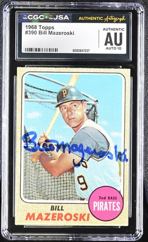 1968 Topps Bill Mazeroski CGC x JSA Auth Signed/Auto Baseball Card BA202290
