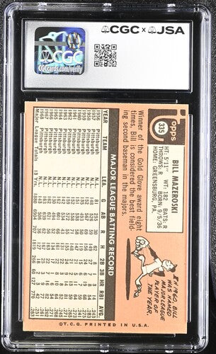 1969 Topps Bill Mazeroski CGC x JSA Auth Signed/Auto Baseball Card BA202292
