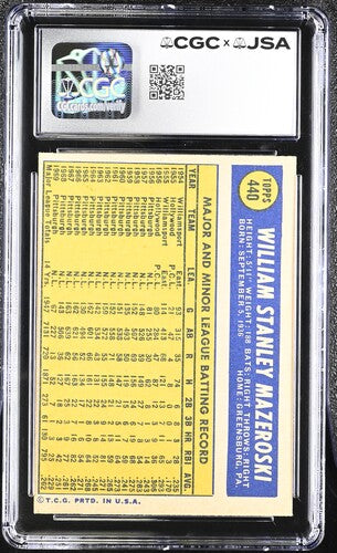 1970 Topps Bill Mazeroski CGC x JSA Auth Signed/Auto Baseball Card BA202294
