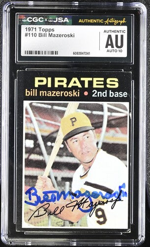 1971 Topps Bill Mazeroski CGC x JSA Auth Signed/Auto Baseball Card BA202296