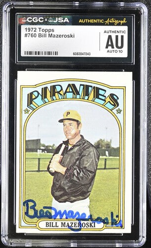 1972 Topps Bill Mazeroski CGC x JSA Auth Signed/Auto Baseball Card BA202297
