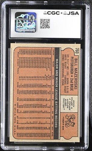 1972 Topps Bill Mazeroski CGC x JSA Auth Signed/Auto Baseball Card BA202297