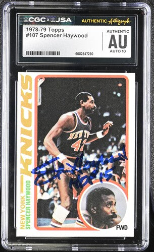 78-79 Topps Spencer Haywood CGC x JSA Auth Signed/Auto Basketball Card BA202298