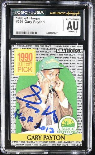 1990-91 Hoops Gary Payton CGC x JSA Auth Signed/Auto Basketball Card BA202302