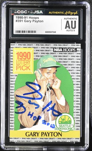 1990-91 Hoops Gary Payton CGC x JSA Auth Signed/Auto Basketball Card BA202303