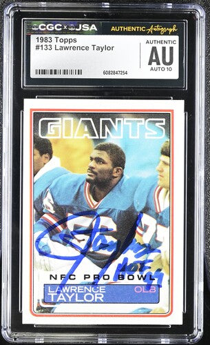 1983 Topps Lawrence Taylor CGC x JSA Auth Signed/Auto Football Card BA202305