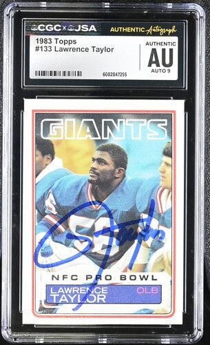 1983 Topps Lawrence Taylor CGC x JSA Auth Signed/Auto Boxing Card BA202306