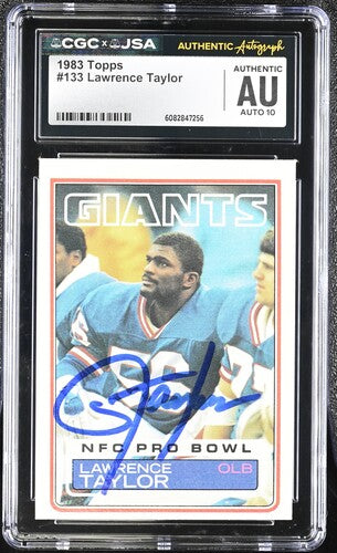 1983 Topps Lawrence Taylor CGC x JSA Auth Signed/Auto Boxing Card BA202307