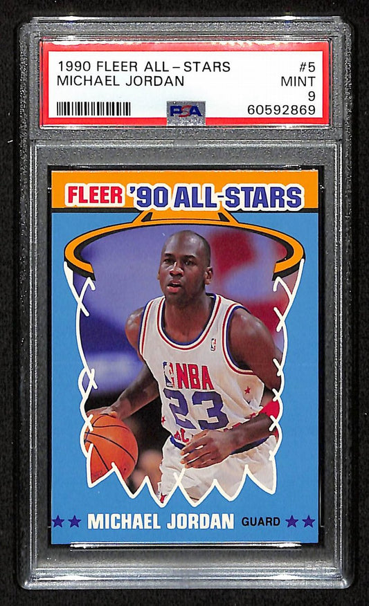 1990 FLEER All-Stars Michael Jordan Card #5 Chicago Bulls PSA 9 MINT  200987