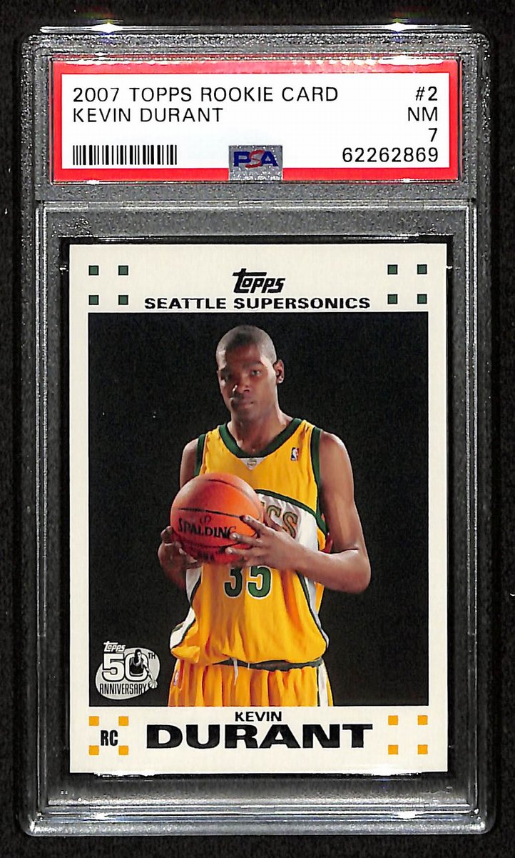 2007 TOPPS Rookies Kevin Durant Card #2 Seattle Supersonics PSA 7 NM   200989