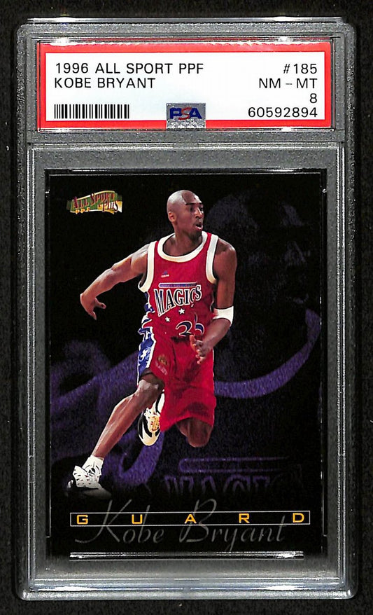 1996 Score Board All Sport PPF Kobe Bryant RC Card #185 Laker PSA 8 NM-MT 201002