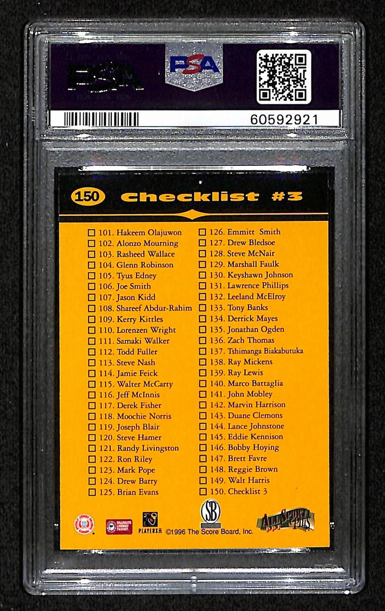 1996 Score Board All Sport PPF Kobe Bryant RC Card #150 Lakers PSA 9 MINT 201024