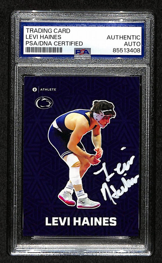 2024-25 Onit Levi Haines PSA/DNA Auth Signed/Auto PSU Wrestling Card BA203195