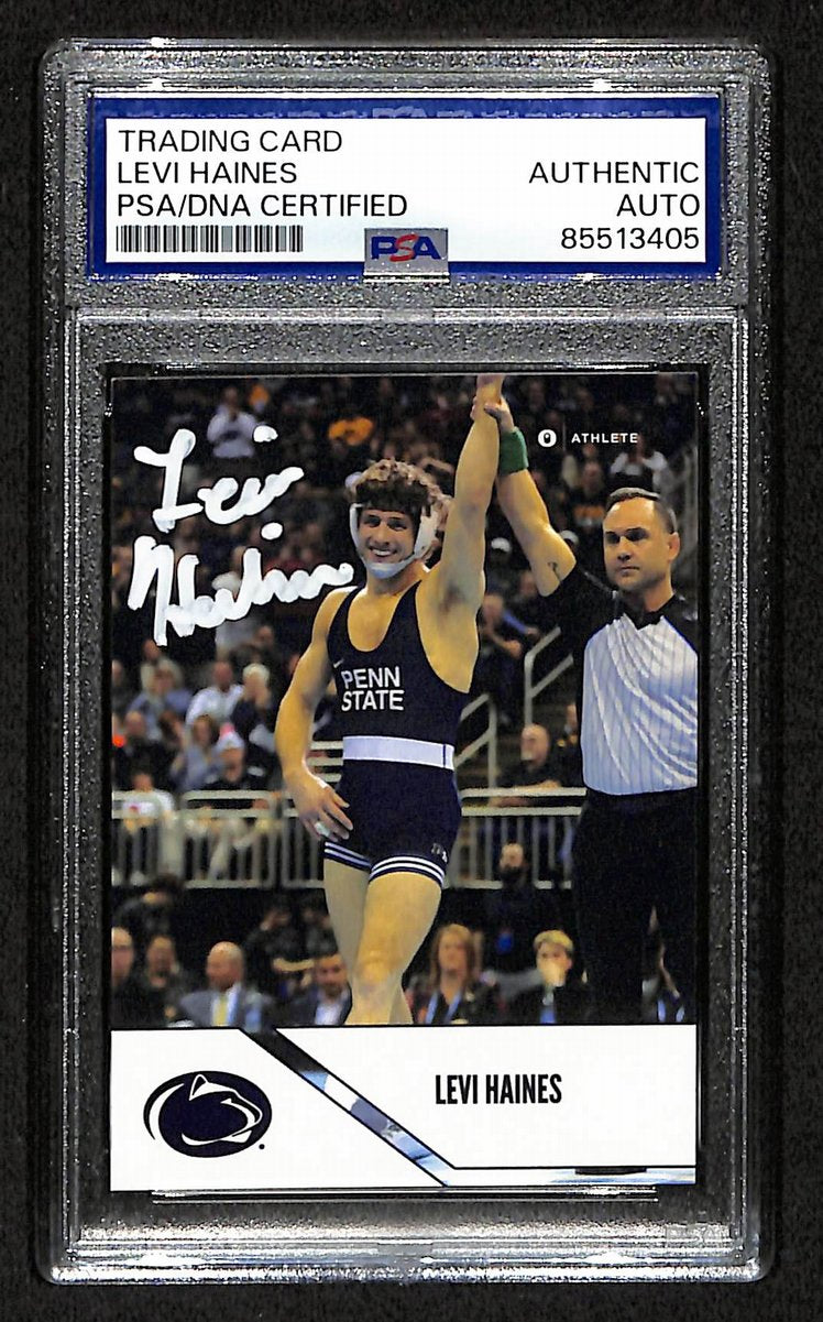 2024-25 Onit Levi Haines PSA/DNA Auth Signed/Auto PSU Wrestling Card BA203196