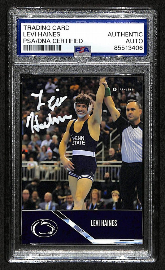 2024-25 Onit Levi Haines PSA/DNA Auth Signed/Auto PSU Wrestling Card BA203197