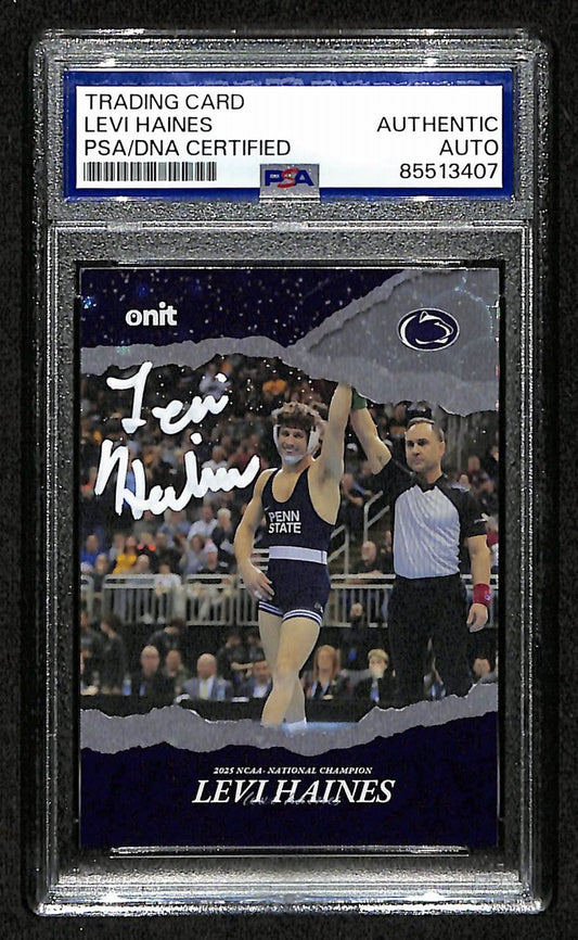 2024-25 Onit Levi Haines PSA/DNA Auth Signed/Auto PSU Wrestling Card BA203198