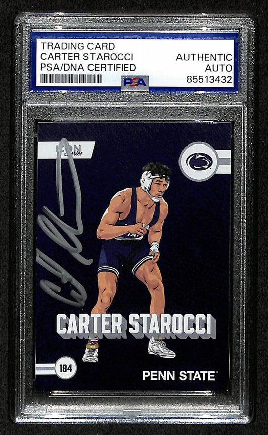 2024-25 Onit Carter Starocci PSA/DNA Auth Signed/Auto PSU Wrestling Card BA203204