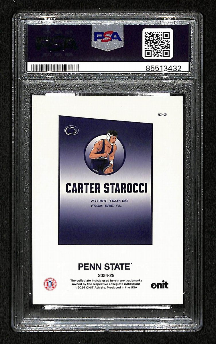 2024-25 Onit Carter Starocci PSA/DNA Auth Signed/Auto PSU Wrestling Card BA203204