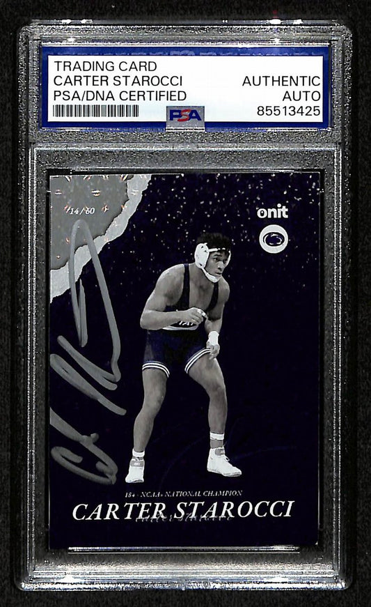 2024-25 Onit Carter Starocci PSA/DNA Auth Signed/Auto PSU Wrestling Card BA203205