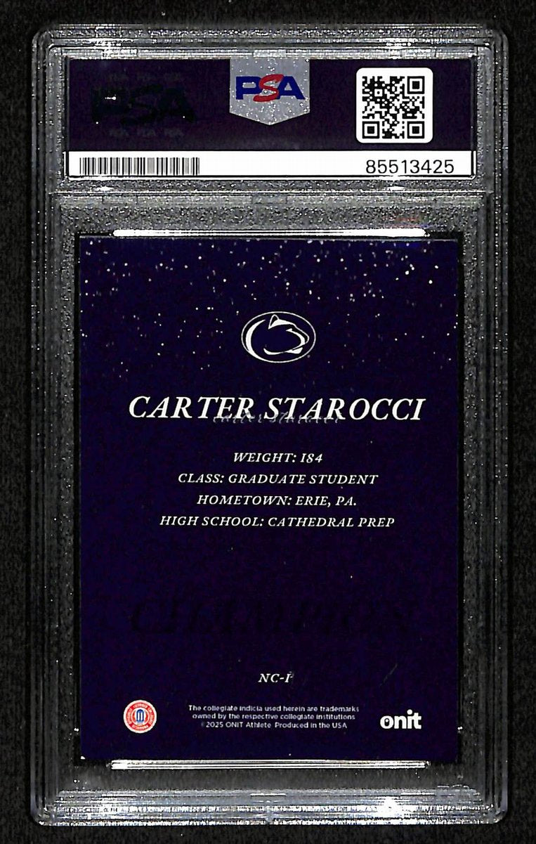 2024-25 Onit Carter Starocci PSA/DNA Auth Signed/Auto PSU Wrestling Card BA203205
