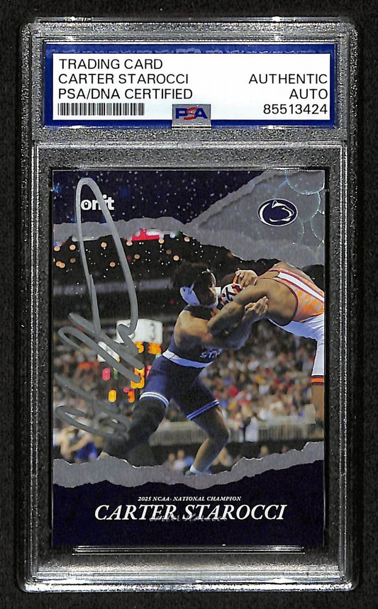2024-25 Onit Carter Starocci PSA/DNA Auth Signed/Auto PSU Wrestling Card BA203206