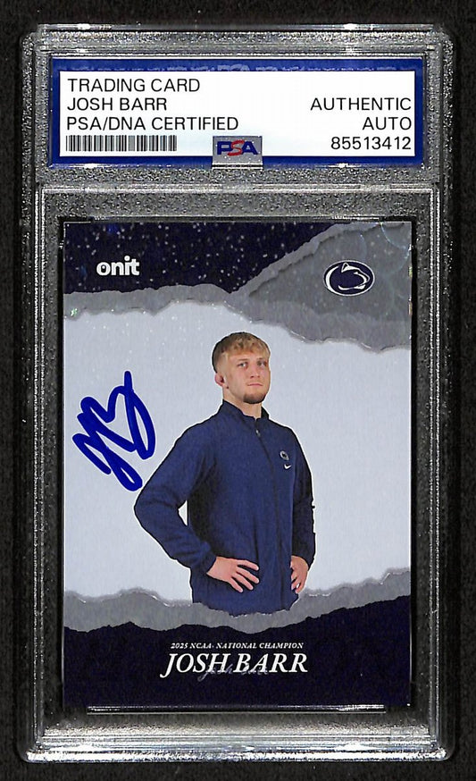 2024-25 Onit Josh Barr PSA/DNA Auth Signed/Auto PSU Wrestling Card BA203207