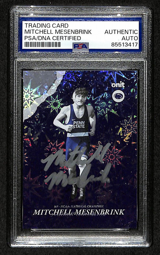 2024-25 Onit Mitchell Mesenbrink PSA/DNA Signed/Auto PSU Wrestling Card BA203209