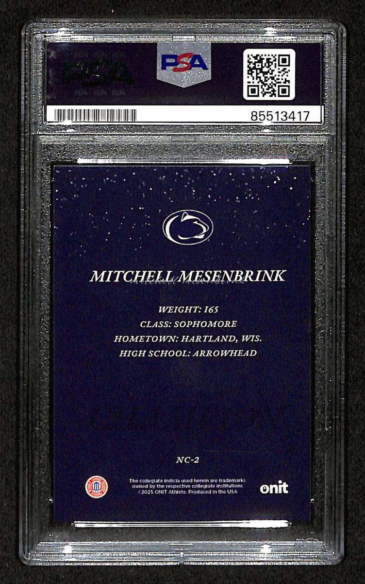 2024-25 Onit Mitchell Mesenbrink PSA/DNA Signed/Auto PSU Wrestling Card BA203209