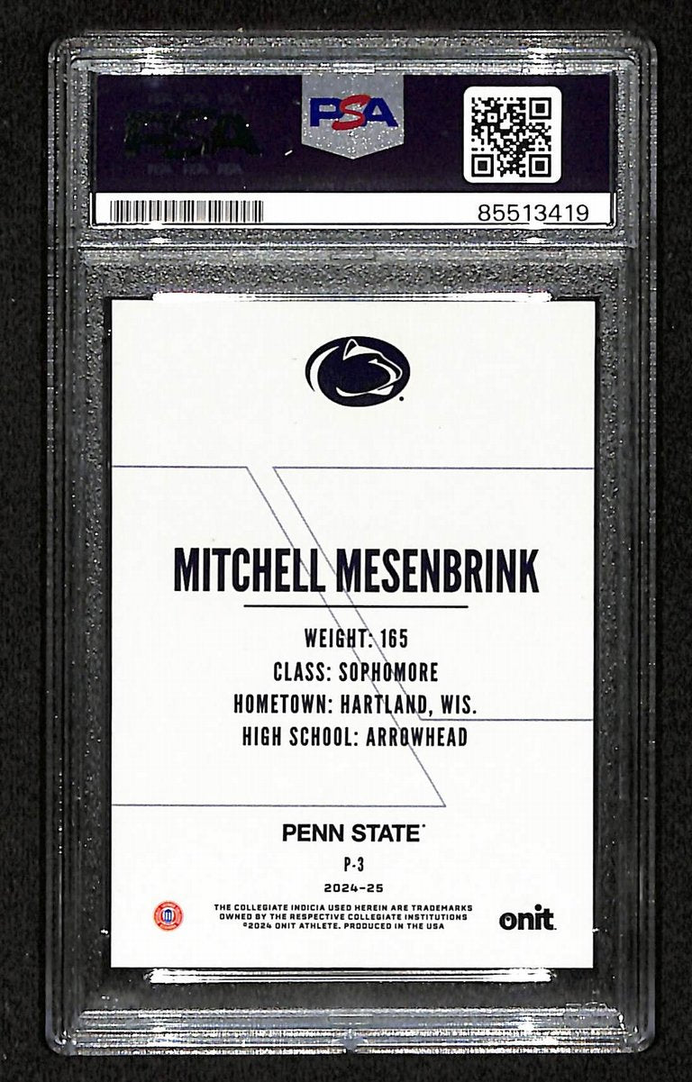 2024-25 Onit Mitchell Mesenbrink PSA/DNA Signed/Auto PSU Wrestling Card BA203212