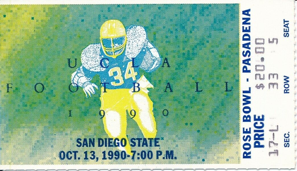 1990 UCLA Bruins vs. San Diego State Football Game Ticket Stub 148576