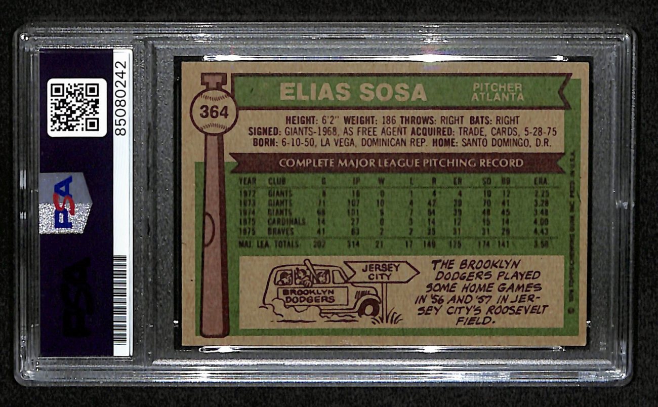 Elias Sosa Signed 1976 Topps Card #364 Atlanta Braves PSA/DNA 184404