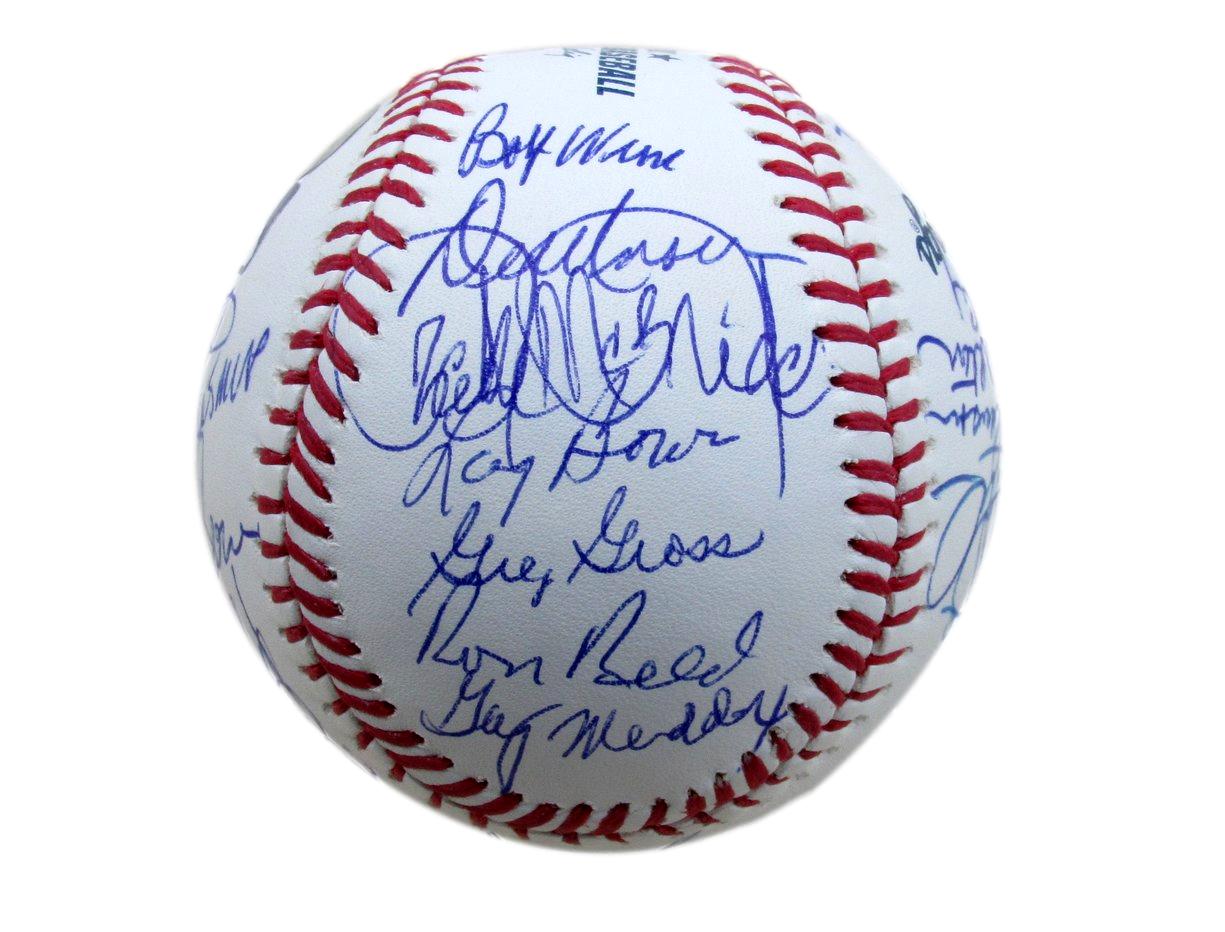 1980 Phillies Multi-signed by 24 OML Baseball Schmidt Carlton Fanatics 184029