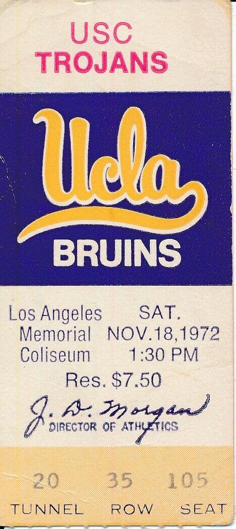 1972 USC Trojans vs. UCLA Football Game Ticket Stub 148538