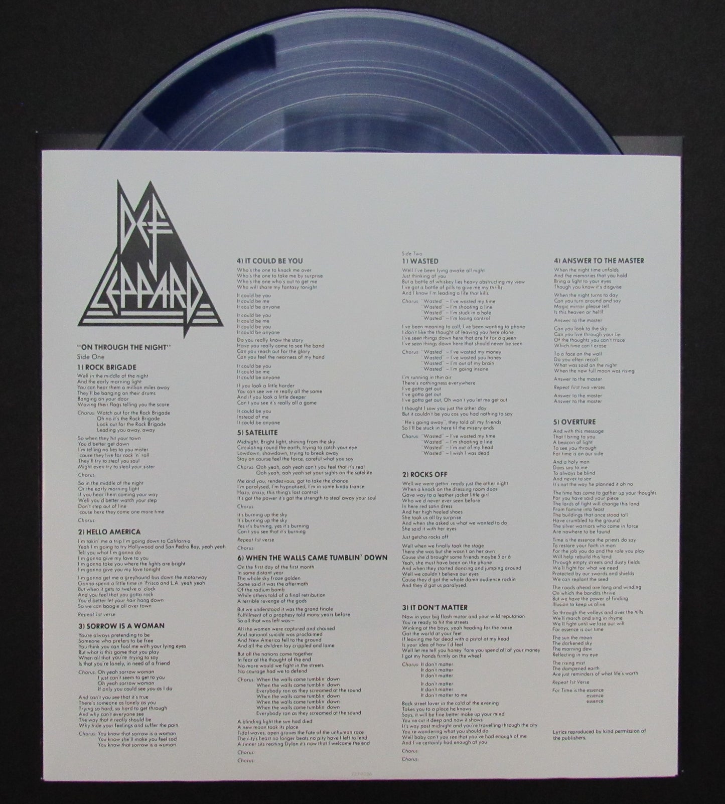 Def Leppard Joe Elliott/Phil Collen Signed Album "On Through the Night" JSA 3