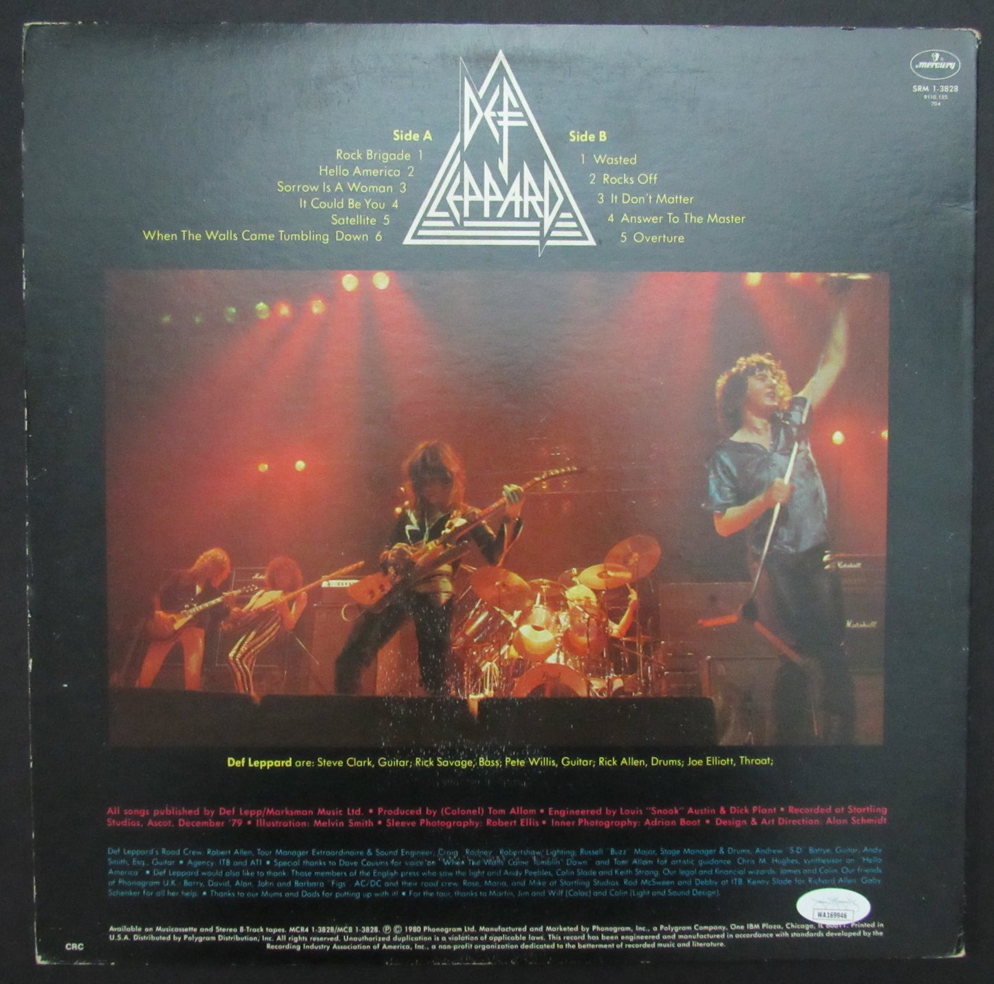 Def Leppard Joe Elliott/Phil Collen Signed Album "On Through the Night" JSA 5