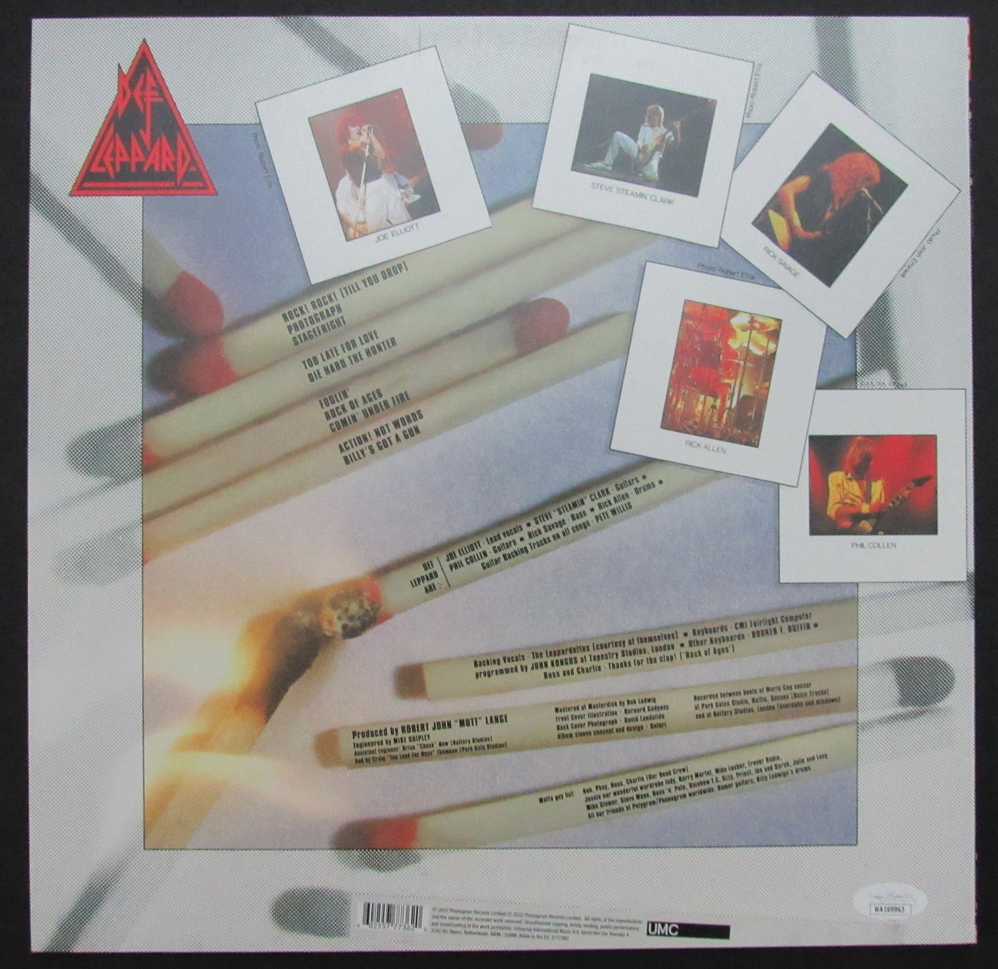 Def Leppard Joe Elliott/Phil Collen Dual-Signed Album "Pyromania" JSA 200736