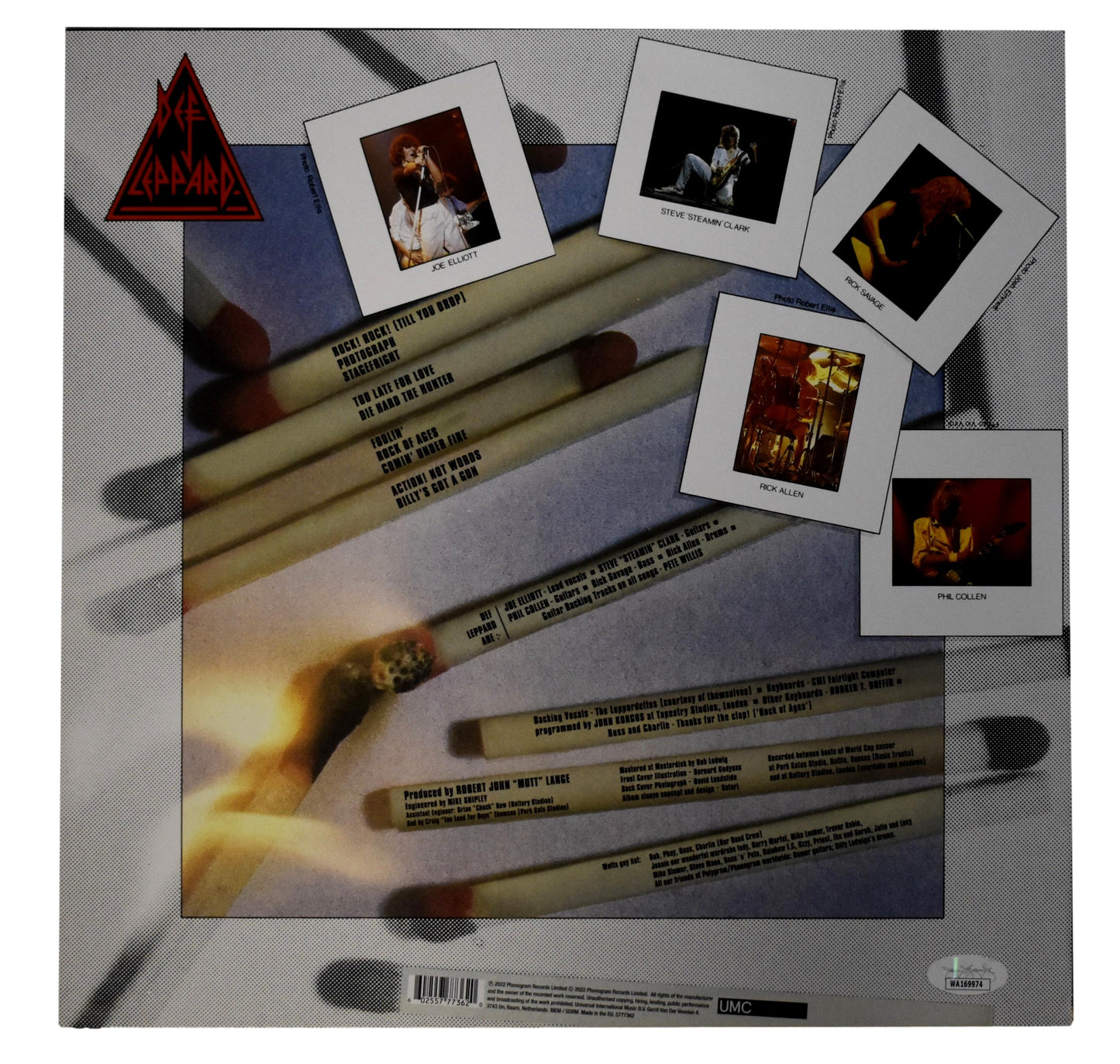 Def Leppard Joe Elliott/Phil Collen Dual-Signed Album "Pyromania" JSA 201031